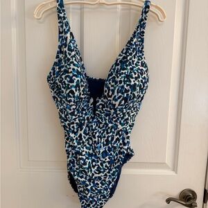 Bleu Rod Beattie Blue and Black Leopard Womens Swimsuit
